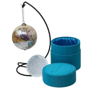 Pier 1 LI BIEN 2006 Hand-Painted Glass Ball Ornament Garden Angel Turquoise Box